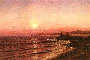Raymond D Yelland Moonrise Over Seacoast at Pacific Grove oil painting reproduction